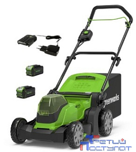 Greenworks G24X2LM41K2x Газонокосилка аккумуляторная, 2*24V, 41 см, с 2хАКБ 4Ач и ЗУ [2512607UD]
