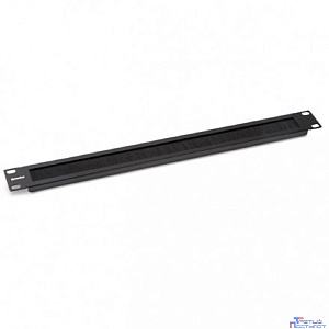 Панель Hyperline BPB19-1U-RAL9004 (BPB19-1U-RAL9005) Фальш-панель на 1U, с щеточным вводом, цвет черный  (RAL 9004/RAL 9005)