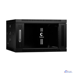 Cabeus SH-05F-6U60/45-BK Шкаф телекоммуникационный настенный 19" 6U 600x450x368mm (ШхГхВ) дверь стекло, цвет черный (RAL 9004)