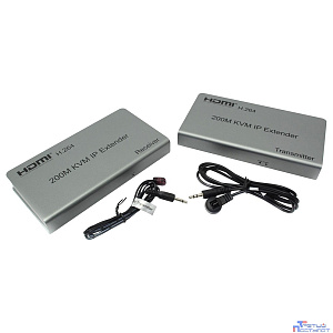 ORIENT VE052, HDMI KVM IP extender, HDMI+USB удлинитель до 200 м по витой паре Cat5e/6, HDMI 1.3, 1080p@60Hz, HDCP, (исп.TCP/IP про-л, код-а H.264, битрейт 8Mbps) пит. от вн. БП 5В/2А, (31069)