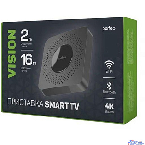 Perfeo SMART TV BOX приставка "VISION 2/16",Allwinner H618,Android 12, 2Gb/16Gb,Пульт Bluetooth