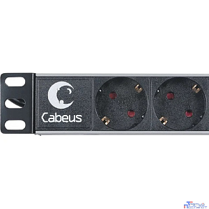 Cabeus PDU-9P-2IEC Блок евророзеток для 19" шкафов, горизонтальный, 9 розеток, 10 A, без выключателя, алюминиевый корпус, шнур 2 м, вилка IEC 320 C14