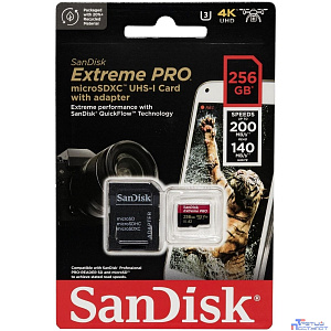 Micro SecureDigital 256GB Sandisk Extreme Pro microSDXC  + SD Adapter + Rescue Pro Deluxe 200MB/s [SDSQXCD-256G-GN6MA]