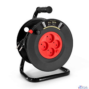 Exegate EX295744RUS Удлинитель на катушке ExeGate industrial ECS-10-2-25 (4 евророзетки, IP20, 25м, защита от детей, защита от перегрузки, 2х1,0мм2, 10А/2.3кВт)
