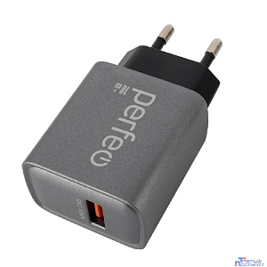 PERFEO Сетевое зарядное устройство с разъемом USB, QC3.0, 18W, серый (I4667)