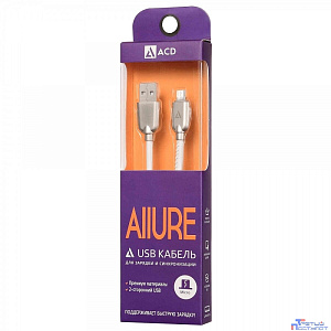 Кабели USB ACD USB кабель ACD-Allure MicroUSB ; USB-A Кожа, 1м, белый (ACD-U926-M1W)