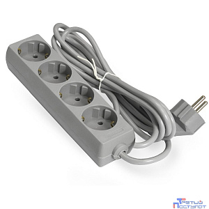 Exegate EX285811RUS Удлинитель ExeGate ECE-4-1.8G (4 евророзетки с заземлением, 1.8м, серый)