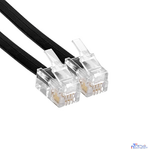 Exegate EX298647RUS Патч-корд телефонный ExeGate TC4P4C-4M (шнур для телефонной трубки, витой, RJ-10 (4P-4C), 4м, черный)