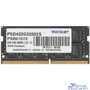 Модуль памяти для ноутбука SODIMM 32GB PC25600 DDR4 PSD432G32002S PATRIOT