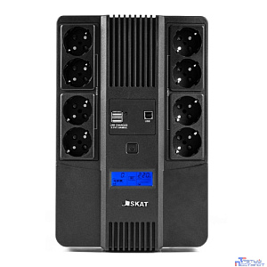 ИБП Бастион SKAT-UPS 1000-AID-IN-1x9-8 {Line-interactive, 1000/600Вт, LCD-дисплей, USB/ RJ-45, АКБ 1х 9Ач, сверху ЕВРО 4+4, реестр МПТ} (8934)