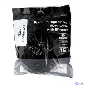 Кабель HDMI Cablexpert 19M/19M, v2.0, серия Light, позол.контакты, экран, 15м, черный, пакет (CC-HDMI4L-15M)