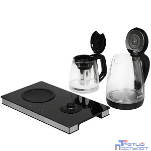Чайный набор Kitfort КТ-6181 2л. 1500Вт черный/нержавеющая сталь (корпус: стекло)