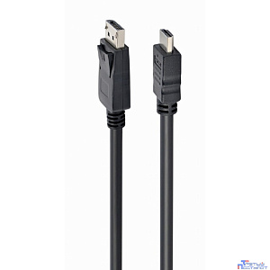 Bion Кабель DisplayPort - HDMI, 20M/19M, однонаправленный конвертор сигнала с DisplayPort в HDMI, 4K@30Hz, экран, 1.8 м, черный [BXP-CC-DP-HDMI-018]