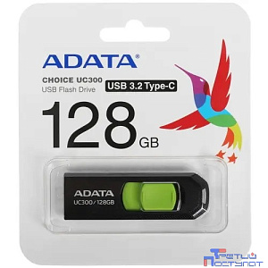 A-DATA Flash Drive 128GB (Type-C) A-Data UC300 USB3.2, черный и зеленый [ACHO-UC300-128G-RBK/GN]