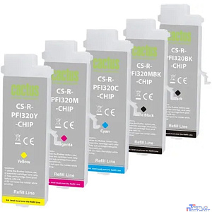 Картридж перезаправляемый струйный Cactus CS-R-PFI320SET-CHIP набор 5шт.упак. для Canon imagePROGRAF TM-200/200MFP/205/300/300MFP/305/250/255/350/355 с чипом