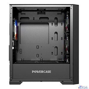 Powercase ByteFlow Micro Black, Tempered Glass, 4х 120mm ARGB fans, ARGB HUB, чёрный, mATX  (CAMBFB-A4)