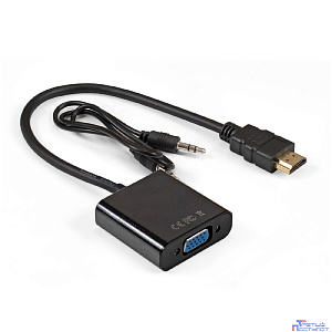 Exegate EX297588RUS Кабель-переходник HDMI-VGA ExeGate EX-HDMIM-VGAF-3.5JackS-0.3 (19M/15F, 0,3м + аудио 3.5mm Jack M 0,5м) Преобразователь цифрового HDMI сигнала в VGA видео и стерео-аудио