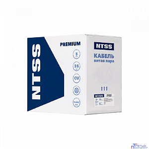 NTSS Кабель витая пара NTSS PREMIUM внутренний одножильный F/UTP 4PR 24AWG CAT5e LSZH нг(A)-HF 305м серый, системная гарантия 25 лет NTSS-IN-PM-FUTP4-5e-LSZH-GY