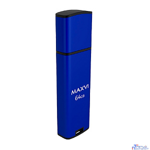 Maxvi USB Drive 64GB MP2 blue, монолит с колпачком, ABS пластик + металл, USB 2.0