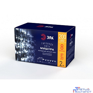ЭРА Б0047969 Гирлянда LED Нить Мишура 2 м зеленый провод, холодный свет,  220V, IP20