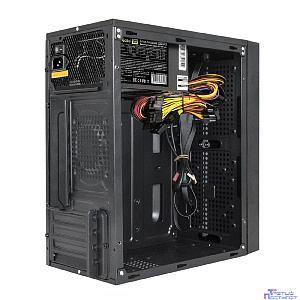 Exegate EX297471RUS Корпус Minitower ExeGate mEVO-9301-NPX400 (mATX, БП 400NPX с вент. 12см, с окном, 2*USB+1*USB3.0, HD аудио, черный, с RGB подсветкой)