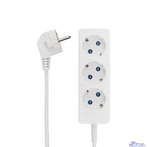 PROconnect (11-7209) Удлинитель 3 гнезда, 3м, 3х0,75мм?, с/з, белый