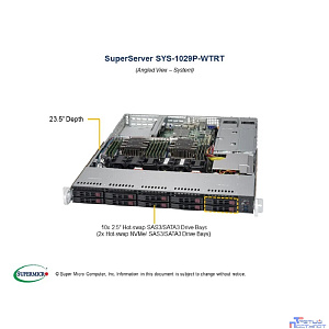 Supermicro SYS-1029P-WTRT 1U, 2xLGA3647, 12xDDR4, 10x2.5, 2x10GbE, IPMI, 2x750W, 2x PCIEx16, 1x PCIEx8