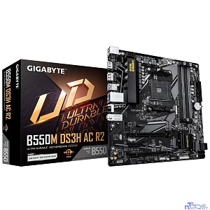 Материнская плата Gigabyte B550M DS3H AC R2 Soc-AM4 AMD B550 4xDDR4 mATX AC`97 8ch(7.1) GbLAN RAID+HDMI+DP