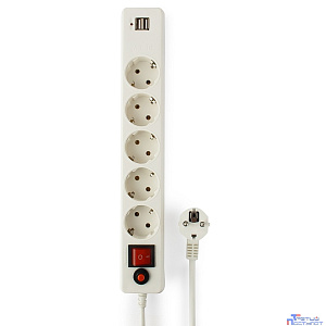 Гарнизон Сетевой фильтр для ИБП ECL-5-U2-W-1.8 5р, 10А, 2xUSB, 1.8м, ур.защиты 4, белый, пакет (22436)