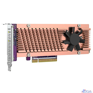 Райзер-карта QNAP QM2-2P-384A Карта расширения 2 слота M.2 22110/2280 NVMe SSD. Интерфейс PCIe Gen3 x8.