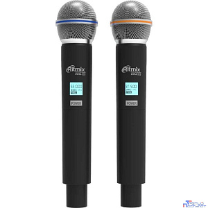 RITMIX RWM-222 Black {2 микрофона: 66 МГц - 74 Мгц, 87.5 МГц - 92 МГц; раб. част.: 40 Гц - 18 000 Гц;чувств.: -105 дБ +/-3 дБ}