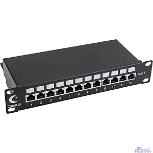 Cabeus PL-12-Cat.6 10"-SH-Dual IDC Патч-панель 10", установочный размер 236 мм, 12 портов RJ-45 полностью экранированная, категория 6, Dual IDC