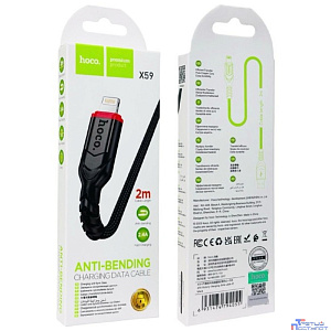 HOCO X59/ USB кабель Lightning/ 2m/ 2.4A/ Нейлон/ Black