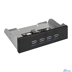 Exegate EX289290RUS Планка USB на переднюю панель ExeGate U5H-625, 5,25", 4*USB3.0, черная, металл, подсоед. к MB