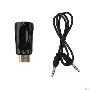 Bion Переходник HDMI - VGA + стерео-аудио, 19M/15F & mini-jack 3.5mm [BXP-A-HDMI-VGA-02]