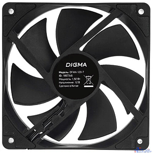 Вентилятор Digma DFAN-120-7 120мм черный 3-pin 4-pin (Molex)  Ret