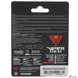 Память DDR4 32Gb 3200MHz Patriot PVS432G320C8S Steel Series RTL PC4-25600 CL22 SO-DIMM 260-pin 1.2В single rank