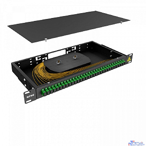 NTSS Кросс 19" NTSS PREMIUM, предсобранный 1U, 32 порта SC/APC, 9/125 мкм, (сплошная панель, розетки, сплайс, КДЗС, пигтейлы), черный, RAL9005 NTSS-RFOB-PM-1U-32-SC/A-9-SP1.5G0A-BL