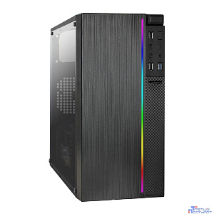 Exegate EX283752RUS Корпус Minitower ExeGate mEVO-9301-RGB-600W-12 (mATX, БП 600NPX с вент. 12см, с окном, 2*USB+1*USB3.0, HD аудио, черный с RGB подсветкой)