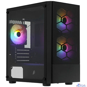 1STPLAYER Корпус FIREBASE X4-M Black / mATX, TG / 1x120mm & 2x140mm LED fans inc. / X4-M-BK-2F1P-1F1